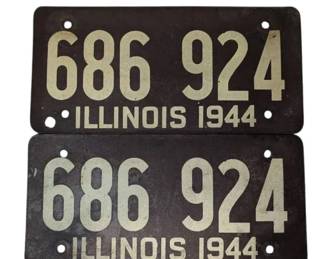 1944 Illinois Fiberboard Cardboard License Plates