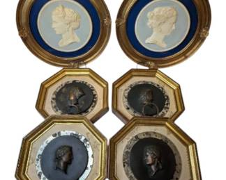 6 Framed Ceramic Profile Reliefs