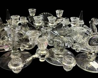 Ornate Glass Candle Stick Holders