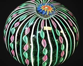 Twisted Ribbon Paperweight, Signed 