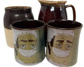Small Crock,Two Doctor Mugs by Chelsea Pottery, England, and More