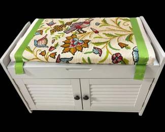 Storage Trunk W Crewel Cushion