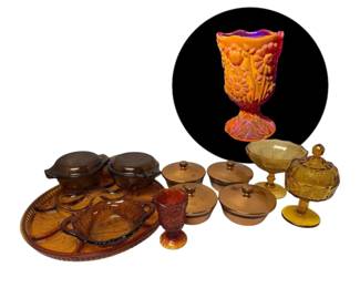 Small Cadmium Cup, Fire King Amber Glassware, and More 