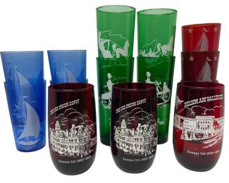 Red, Green, and Blue Drinking Glasses