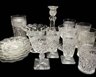 Glass Plates, Glasses, Candlestick Holder, More