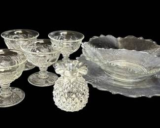 4 Della Robbia Sherbet Glasses And Pineapple Dishes