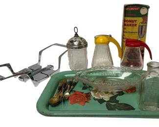 Vintage Donut Maker, Syrup Dispensers, Trays, and More