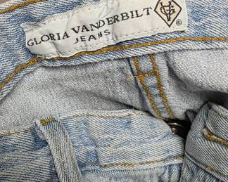 a collection of 1980's jeans, stonewashed, stirrups, Gloria Vanderbilt
