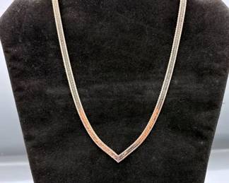 Gorgeous Silver Woven Vneck Necklace