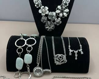 Silver Toned Necklaces Bracelets Costume