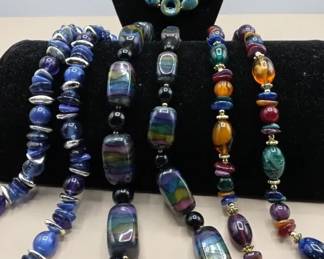 Vintage Multicolor Resin Beaded Necklaces