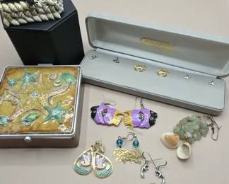Seaside Sealife Themed Earrings Jewelry Boxes