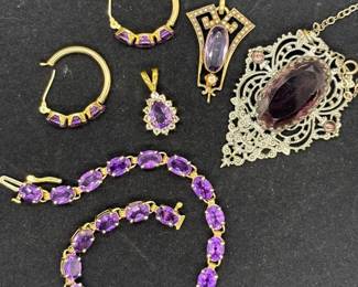Purple Stones Jewelry Set Possibly Amethysts But Not Authenticated