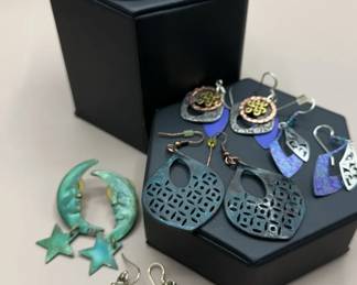 Seven Metal With Hues Of Blue Earrings
