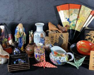 Vintage Oriental Decor Including Figurines, Dolls, Vases