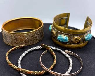 5 Metal Styled Bangle Bracelets