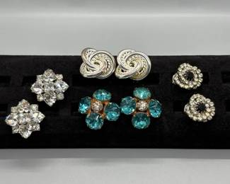 4 Vintage Pairs Of Clip On Earrings