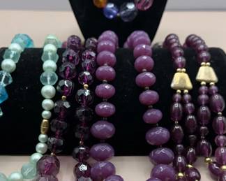 Assorted Costume Jewelry Chunky Beaded Necklaces Including Avon In Purple And Teal
