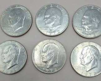 Six 1972 Eisenhower Dollars with Mint Mark D