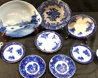 Blue And White Decorative Pieces RC Rosenthal Delft Versailles Windmill Cake Plate Stanley Pottery
