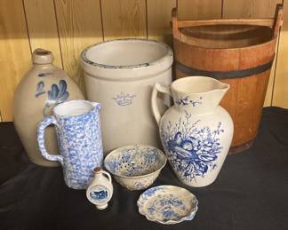 Stoneware Crocks W Cobalt Blue Designs, And More Lyons