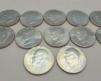 Twelve Bicentennial Eisenhower Dollars