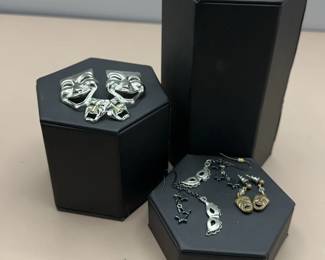 Theater Mask Earrings Of Various Metals