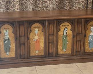 MCM Mediterranean Revival Bench Four Seasons Panels