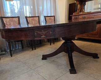 54" wide Federal style dining table expands to 10 feet