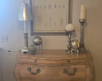 Italian Whitewashed Oak Bombe Chest