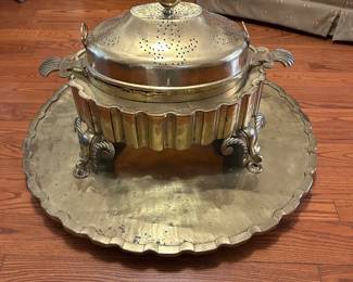 Antique Arabic Brass Copper Brazier With Tray