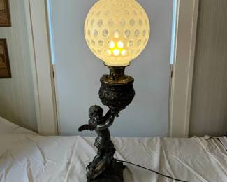 Vintage Victorian Style Cherub Banquet Lamp