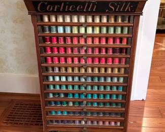 Antique Corticelli Silk Spool Display Cabinet