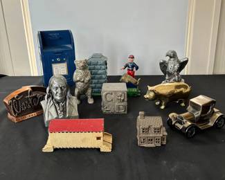 Metal Coin Bank Lot Cast Iron More