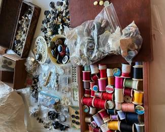 Sewing , Thread , Buttons And Boxes