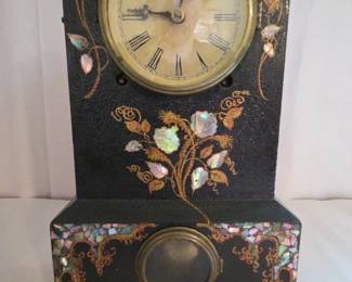 Antique Iron Clock with MotherofPearl Inlay