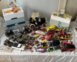 Huge Lot Of Car Collectibles Model Cars, Coin Banks, Tootsie Toy More