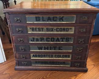 Antique JP Coats Spool Cabinet