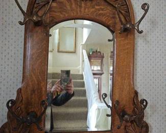 Antique Mirror Coat Rack