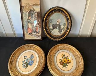 Vintage Oval Ornate Framed Art