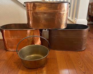 Double Handle Copper Boiler Tubs Brass Basket