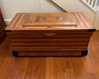 Vintage Inlaid Parquetly Wooden Chest