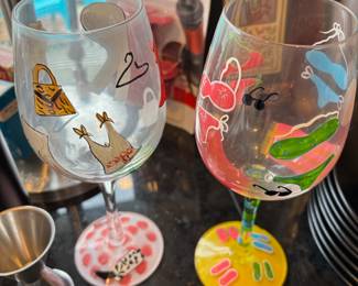 Lolita Hand Painted "Fashionista" Wine Glass, Lolita "Bikini" Wine Glass