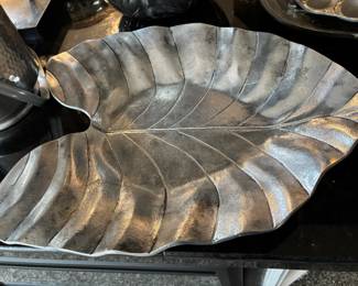Pottery Barn Polished Aluminum Leaf Platter