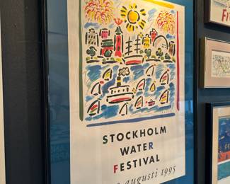 Framed & Matted 1995 Stockholm Water Festival Poster