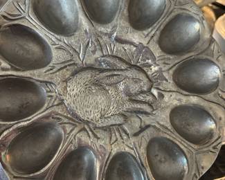 Easter Themed Pewter Deviled Egg Plate