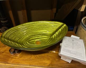 Green Swirl Glass Vessel Sink