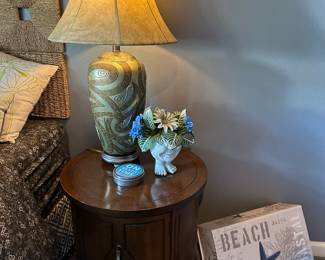 Green & Copper Tone Abstract Design Table Lamp