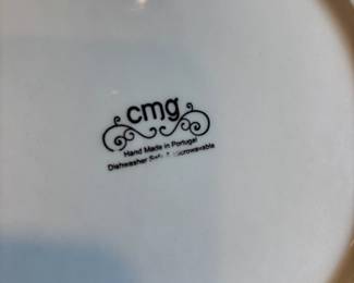 Set of 6 CMG Ceramicas Black and White Striped Dinner Plates