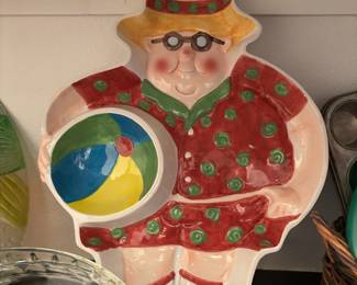 1997 Boston Warehouse Figural Man with Beach Ball Chip & Dip Platter